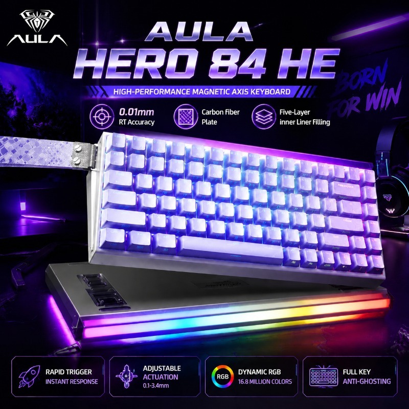 Gaming Keyboard Hot Swappable - AULA HERO84 Magnetische Gaming-Tastatur mit Schnellauslöser,
