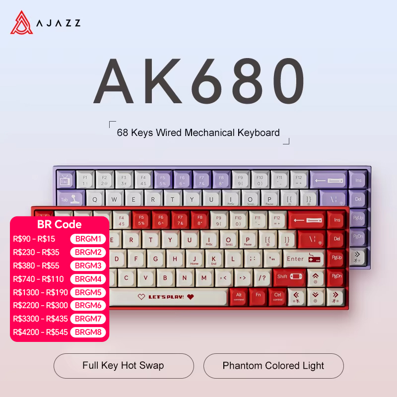 Gaming Keyboard Hot Swappable - AJAZZ AK680 65% Kabelgebundene Gaming-Mechanische Tastatur