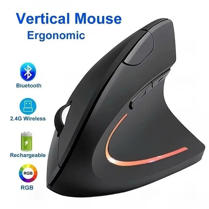 Gaming Keyboard Bluetooth - Ergonomisch korrekte vertikale Maus, 2,4 GHz,