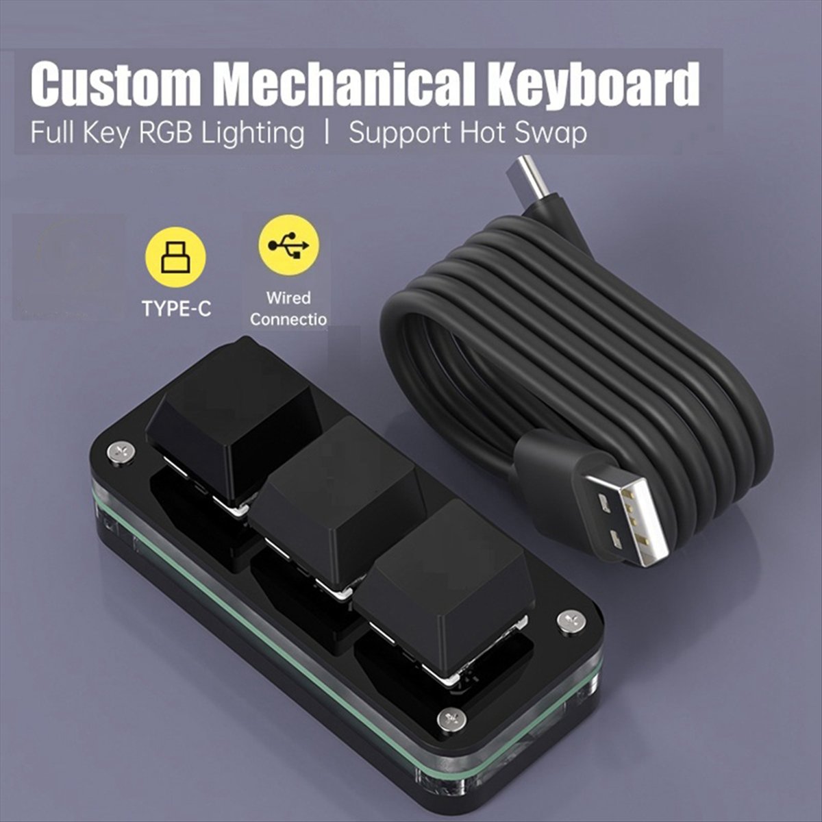 Gaming Keyboard Mini - doyou 3-Tasten-Makro-Programmier-Minitastatur für Photoshop Gaming Hotswap-Programmier-Keypad