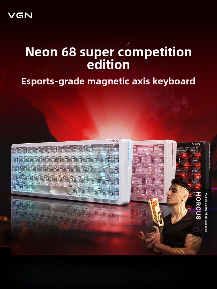 Gaming Keyboard Thocky - Benutzerdefinierte Neon-Ästhetik 68% Layout Magnetachsen-Tastatur Gasket