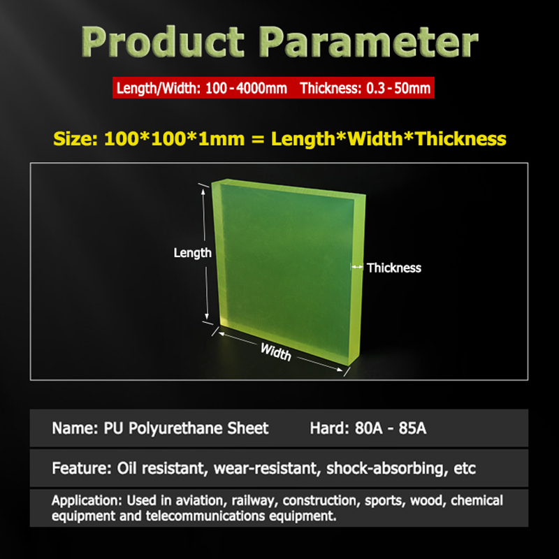 Polyurethane Foam Sheet - PU-Polyurethan-Platte, Transluzente Gelb-Grüne Platte 100x100mm bis