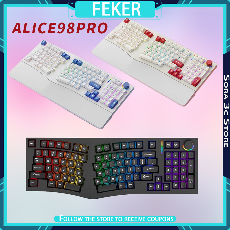 Gaming Keyboard Hot Swappable - FEKER Alice98pro Mechanische Tastatur Alien Ergonomisch