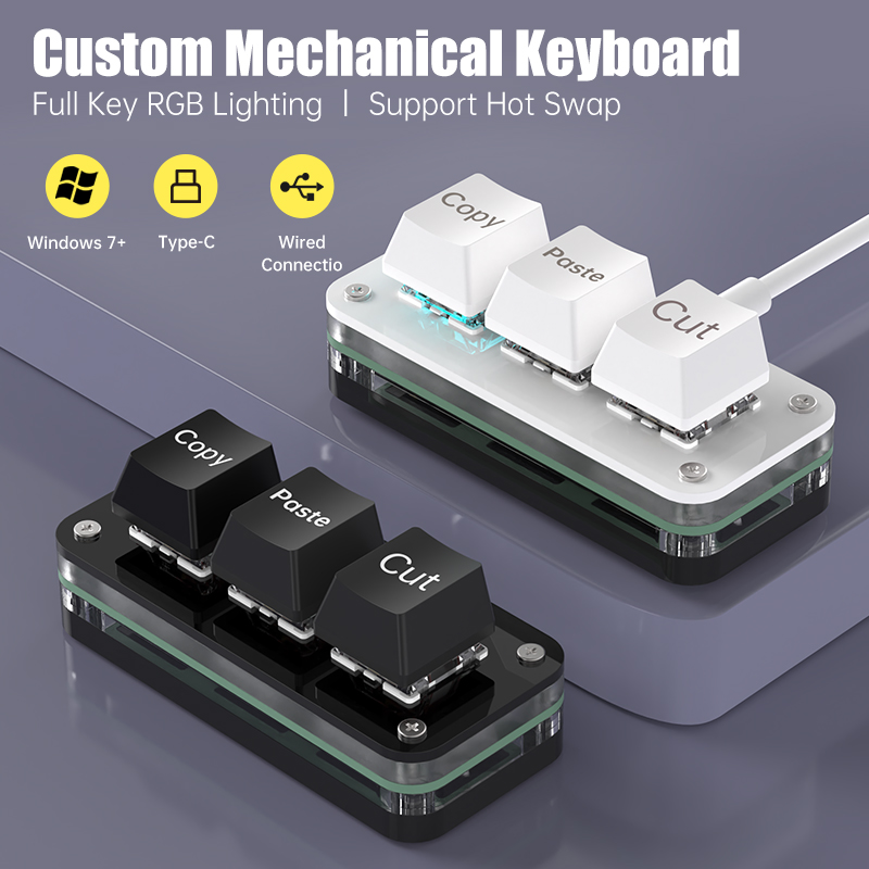 Gaming Keyboard Mini - 3-Tasten Makro-Programmier-Minitastatur für Photoshop Gaming Hotswap