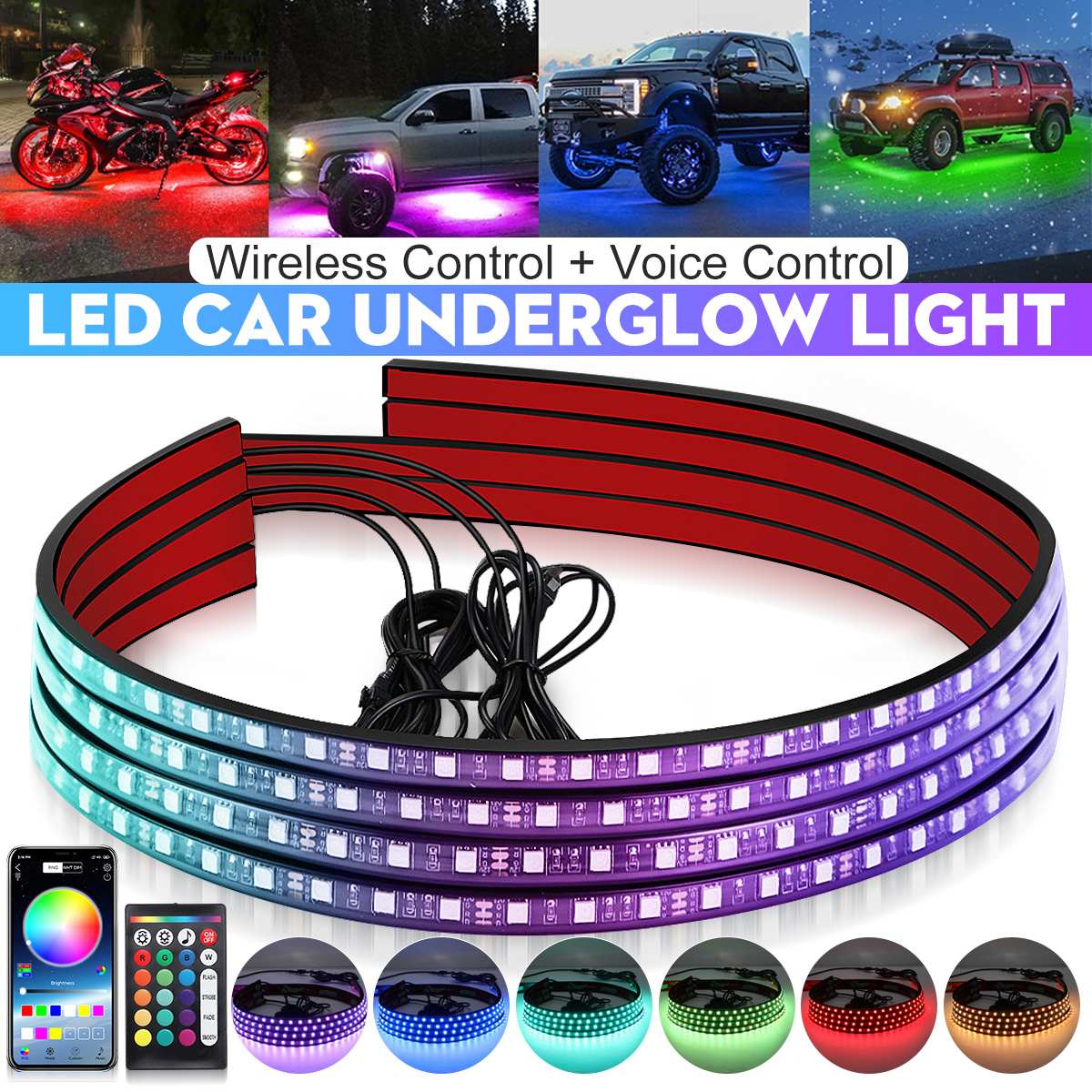 Rgb Underglow Strip - Drahtlose LED Auto Flexible Underglow Streifen