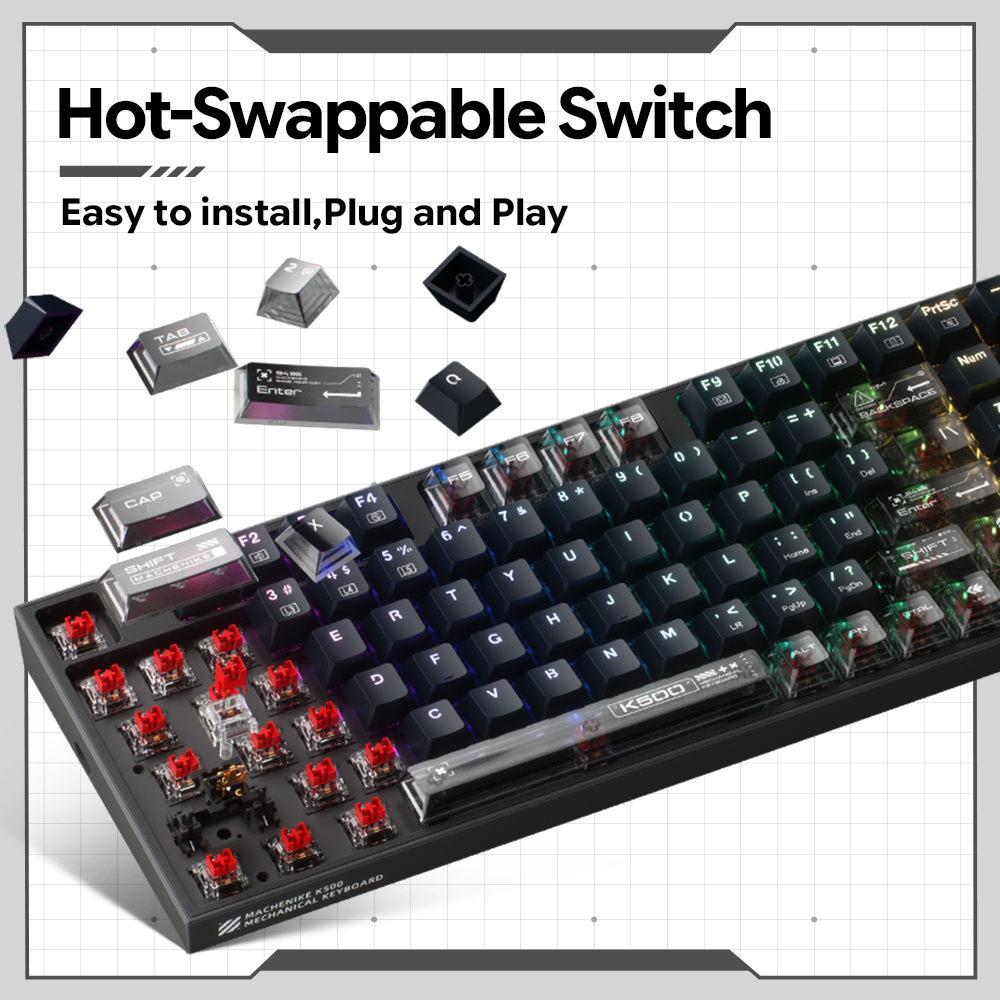Machenike K500-B94 V2 Kabelgeb – Gaming Keyboard Hot Swappable Bewertung und Preis