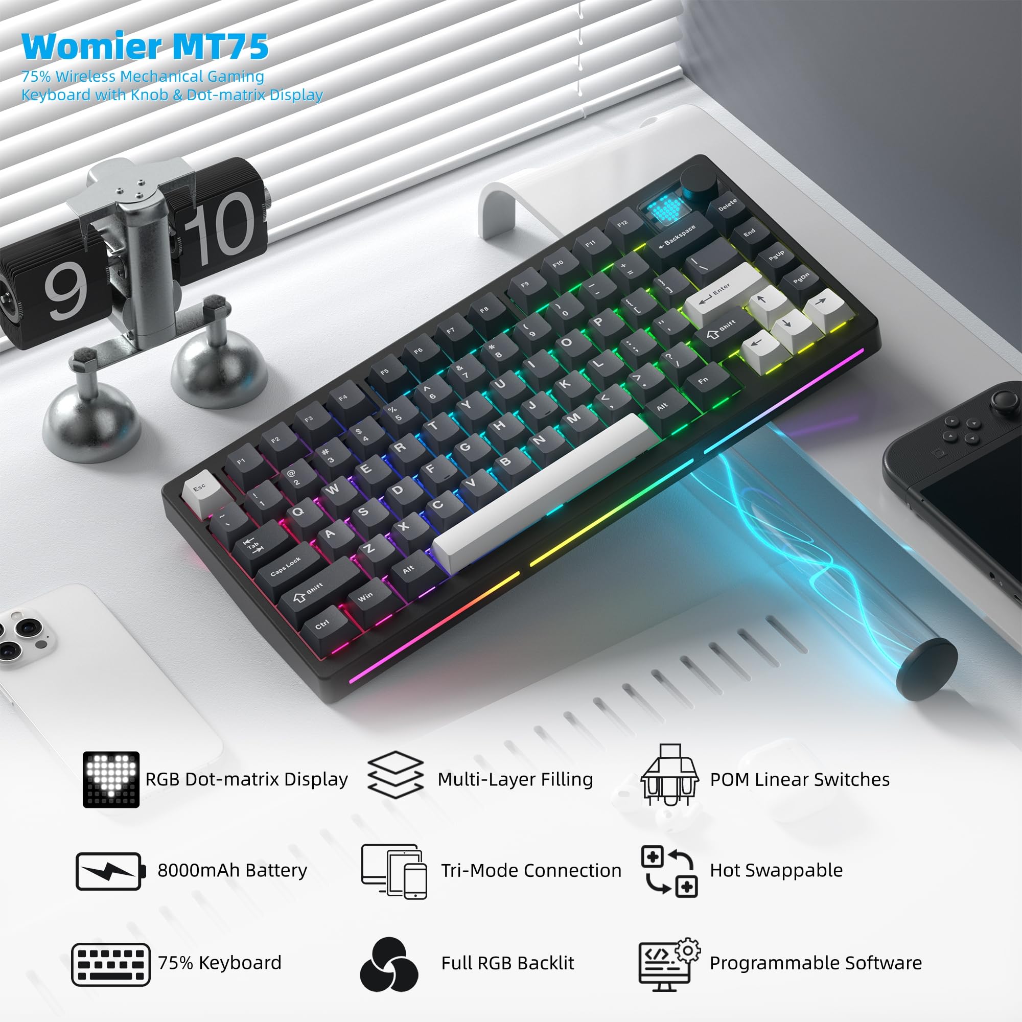 Womier MT75 Kabellose Mechanis – Gaming Keyboard Thocky Bewertung und Preis